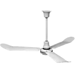 White industrial ceiling fan